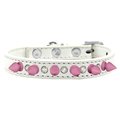 Mirage Pet Products Crystal & Light Pink Spikes Dog CollarWhite Size 10 625-LPK WT10